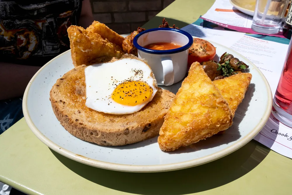 Epsom Surrey London June 2021 Healthy Vegetarian Breakfast Fried Egg — Stock Photo, Image