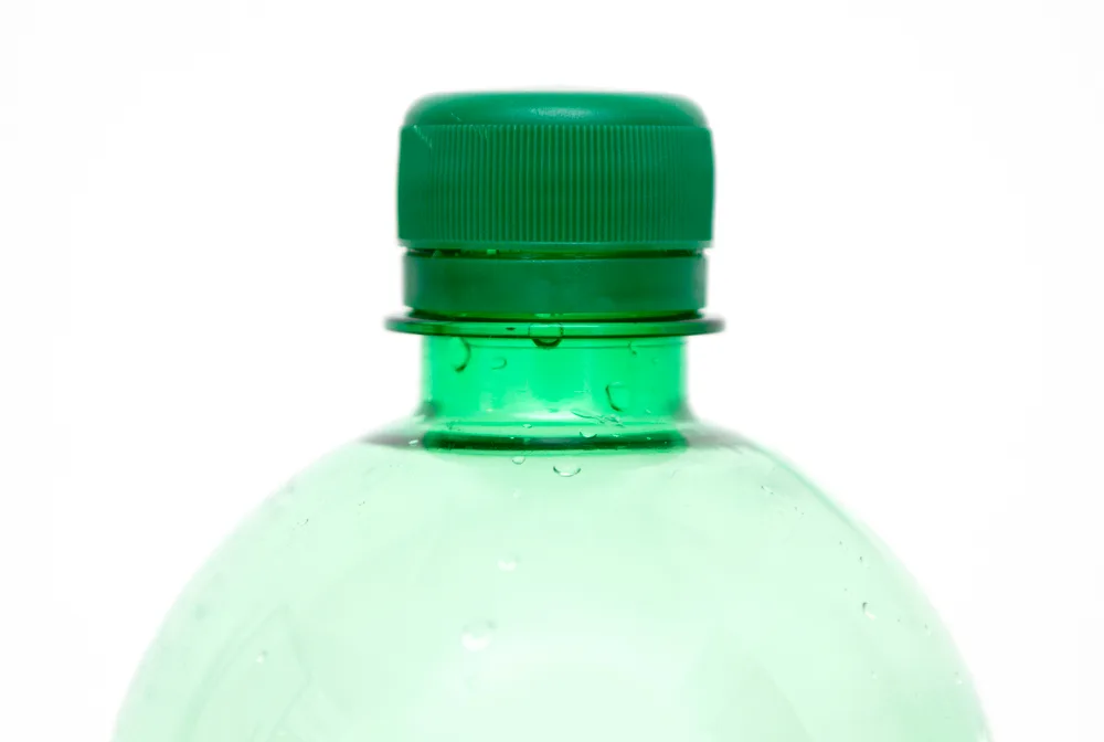 Top of green plastic bottle — Stock Photo, Image