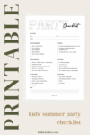 A mockup of the free printable summer party planning checklist