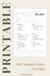 A mockup of the free printable summer party planning checklist