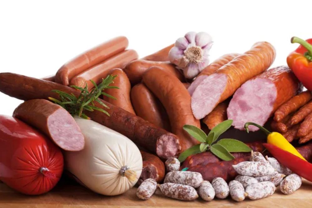 Assortiment of sausages — Photo