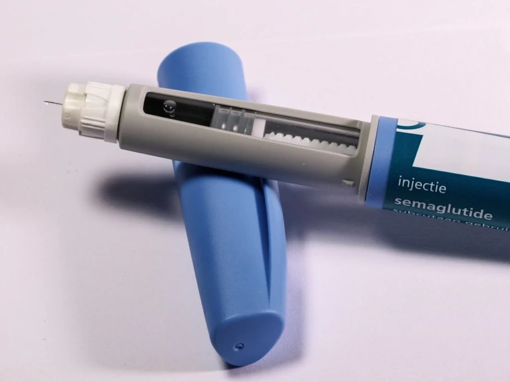 Close up of a semaglutide pen, a popular weight-loss medicine that should only be used with a qualified semaglutide provider.