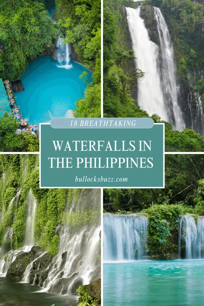 A collage showing 4 breathtaking waterfalls in the Philippines