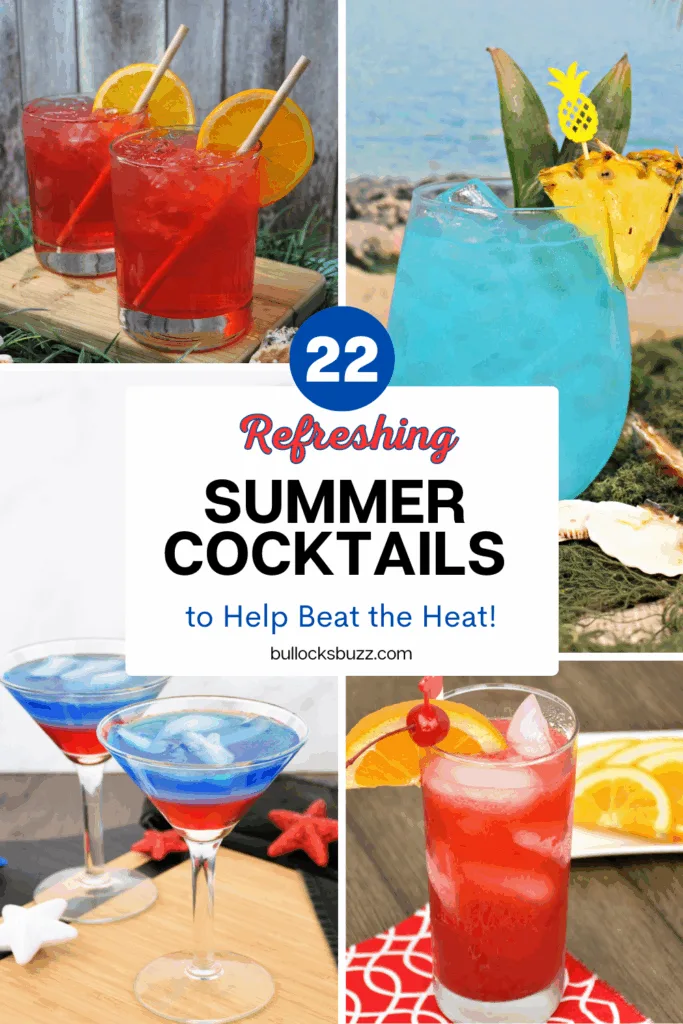 A collage of colorful cocktails representing 22 of the best summer cocktails