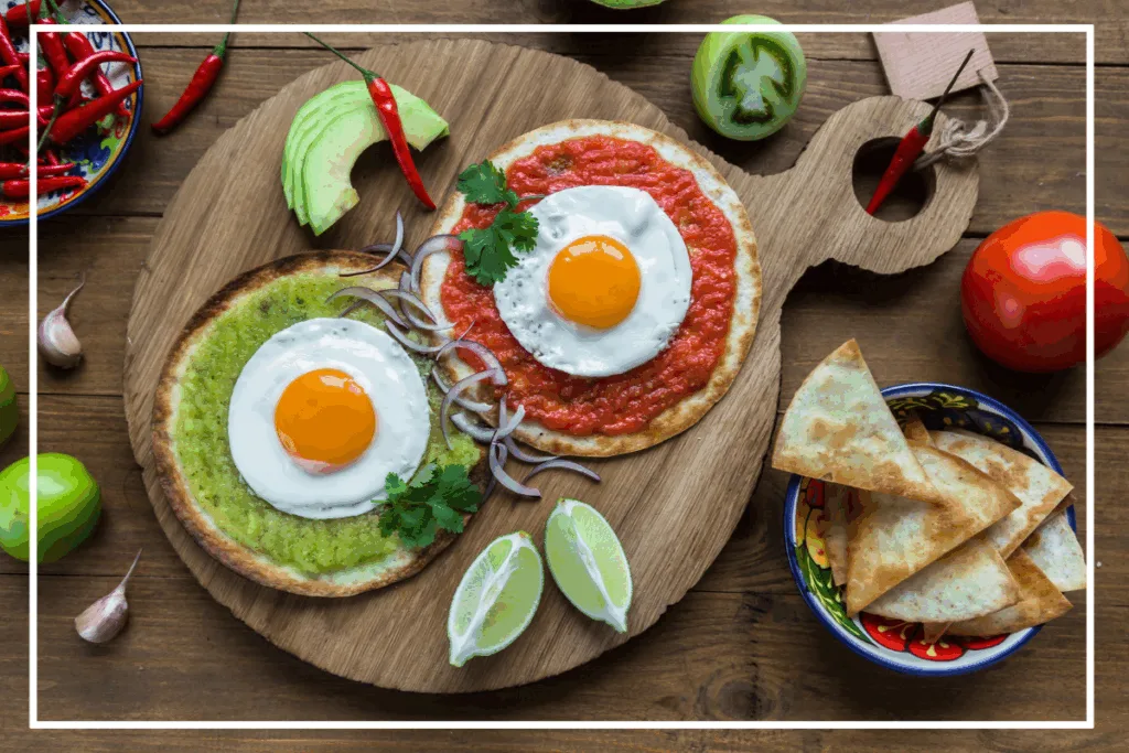 overhead view of Huevos Divorciados another popular Mexican breakfast recipes