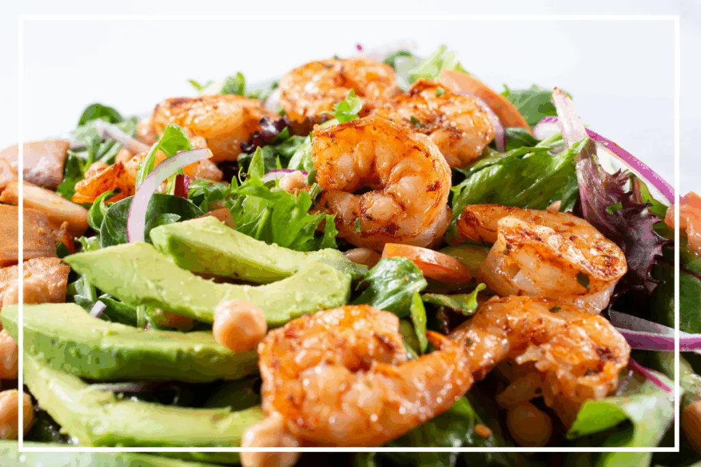 A close up image of Shrimp and Avocado Salad