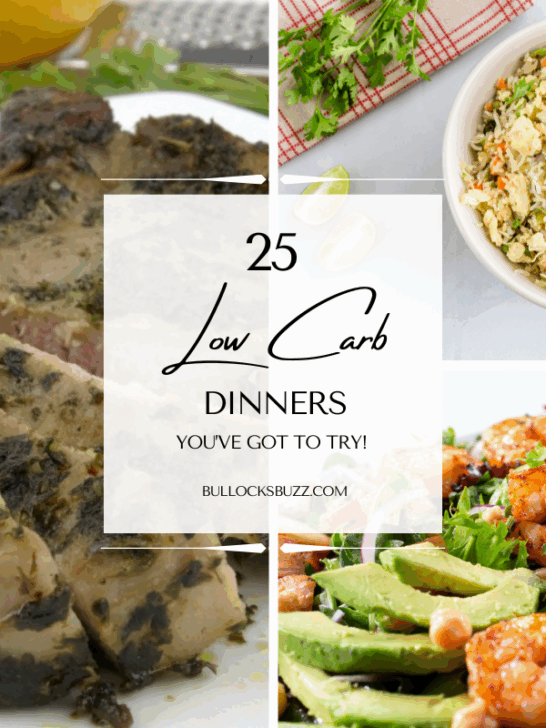 A collage of three of the 25 low-carb dinners