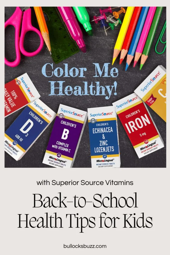 An image showing boxes of Superior Source Vitamins along with various school supplies