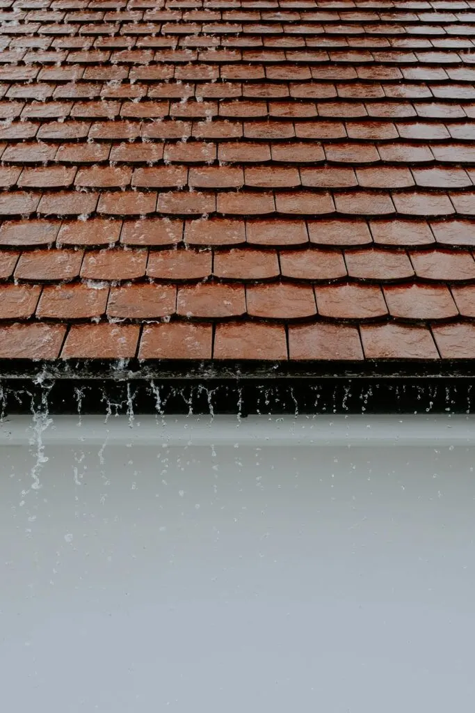 rain pouring off the roof