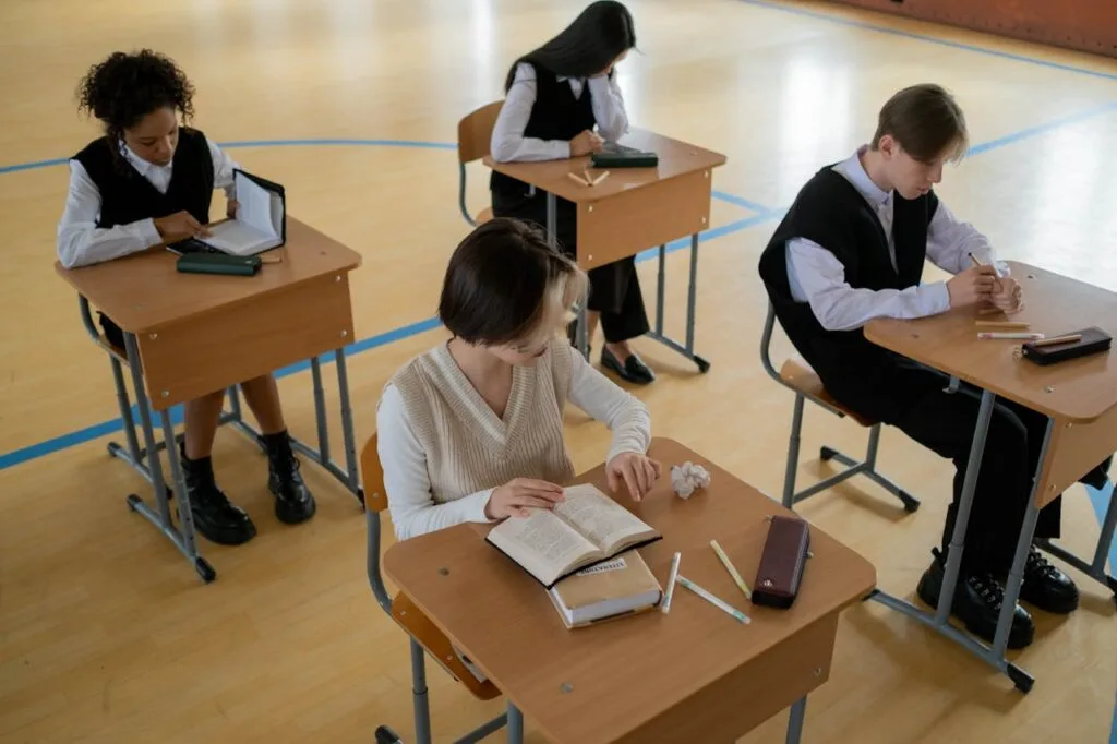 Students working at their desks