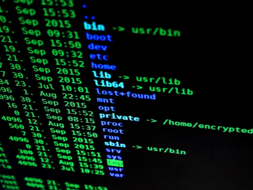 Server directory and system files displayed on a screen representing a post-quantum encryption strategy for infrastructure security.