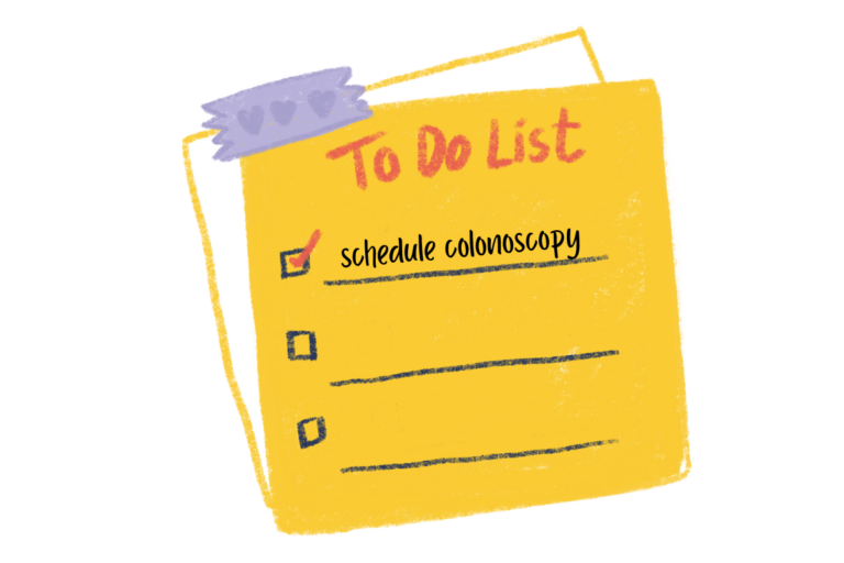 To-do list with &ldquo;schedule colonoscopy&rdquo; checked off, representing colonoscopy preparation tips and planning ahead