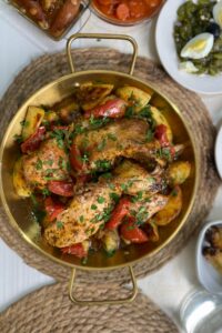 One-pan roasted chicken with vegetables as an easy answer for what to cook when you have no idea