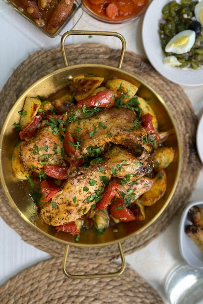 One-pan roasted chicken with vegetables as an easy answer for what to cook when you have no idea