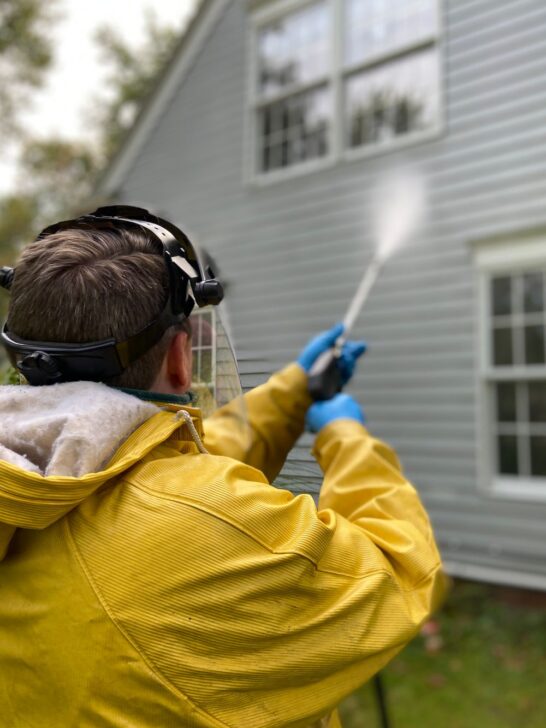 Pressure washing benefits include removing dirt, mold, and grime from home siding, helping improve curb appeal and protect exterior surfaces from damage.
