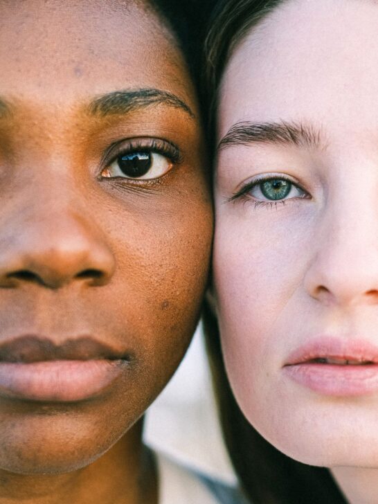 Close-up portrait highlighting facial features and natural facial balance, illustrating the concept of facial symmetry and facial harmony.