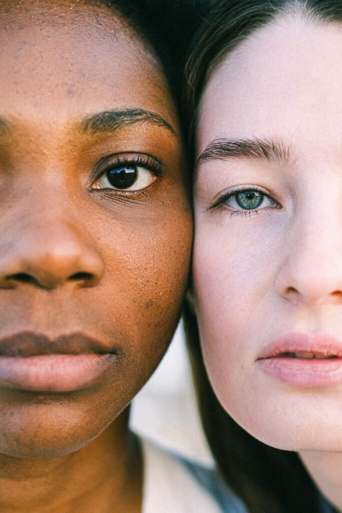 Close-up portrait highlighting facial features and natural facial balance, illustrating the concept of facial symmetry and facial harmony.