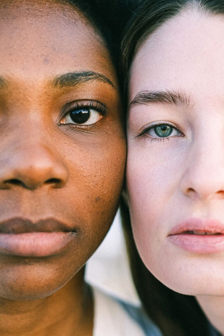 Close-up portrait highlighting facial features and natural facial balance, illustrating the concept of facial symmetry and facial harmony.