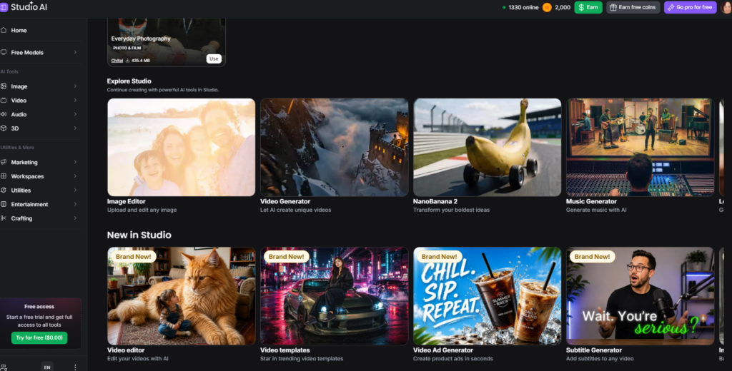 screenshot from Creative Fabrica Studio Desktop app showing some of the features