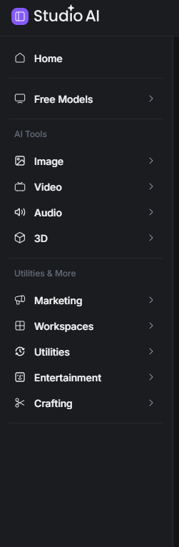 screenshot from Creative Fabrica Studio Desktop app showing main menu