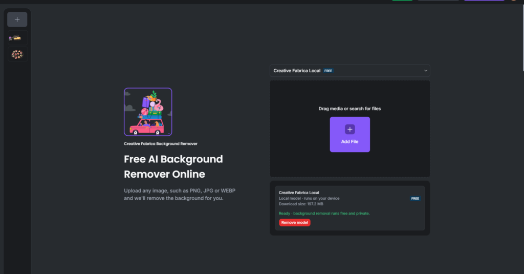 background remover tool in creative fabrica studio desktop app