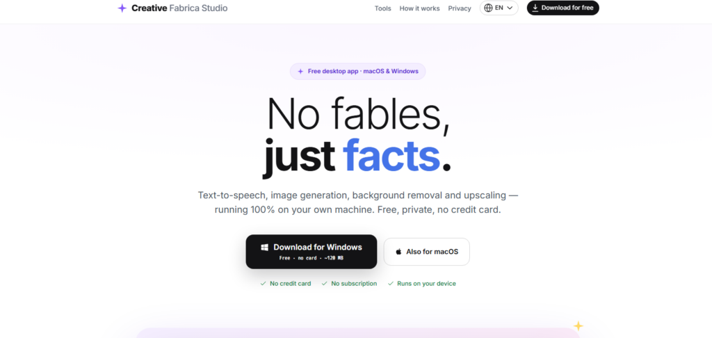 screenshot of creative fabrica studio app download page