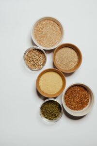 Bowls of grains, seeds, and legumes used as functional foods to support healthy eating and everyday nutrition.