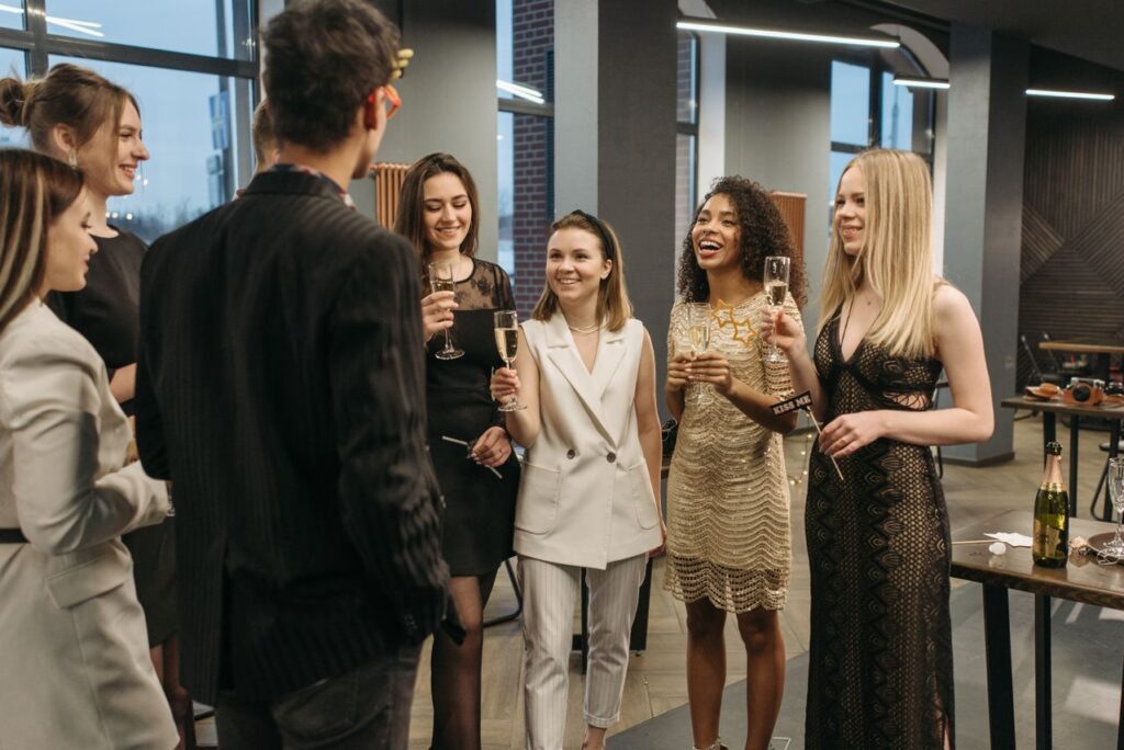 Guests networking and socializing at an event, one of many memorable event ideas for creating an engaging attendee experience.