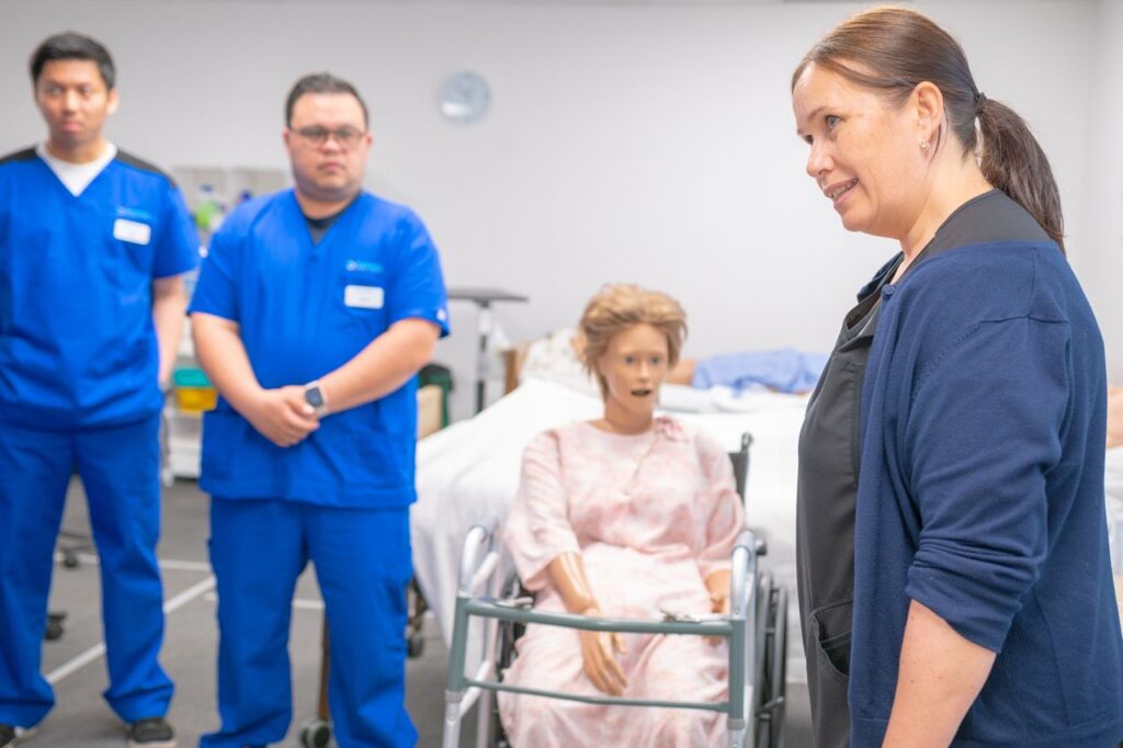 Healthcare professionals participating in patient care and communication training